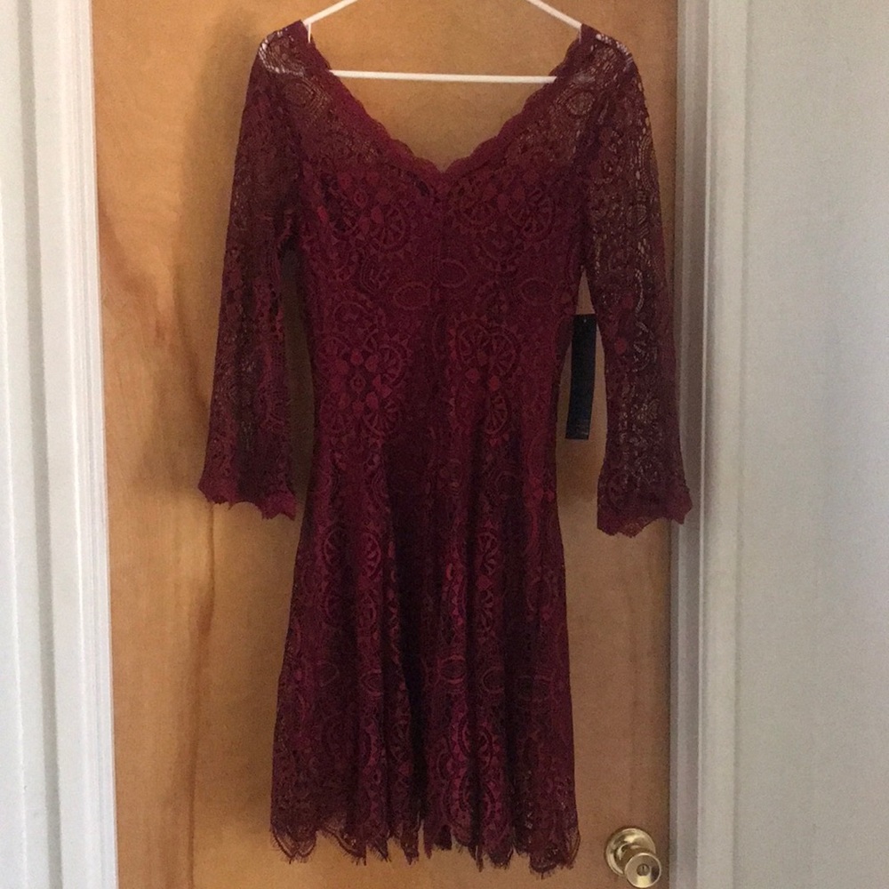 NWT Burgundy lace 3/4 sleeve dress